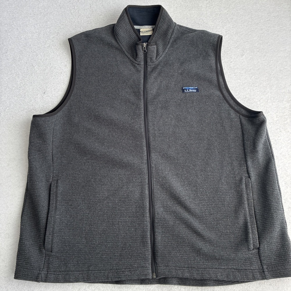 LL Bean Mens Lakewashed Double-Knit Vest Gray 2XL XXL Casual Outdoors Pockets